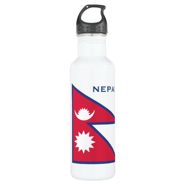 Individuelle Name- und Text-Nepal-Flagge Edelstahlflasche (Vorderseite)