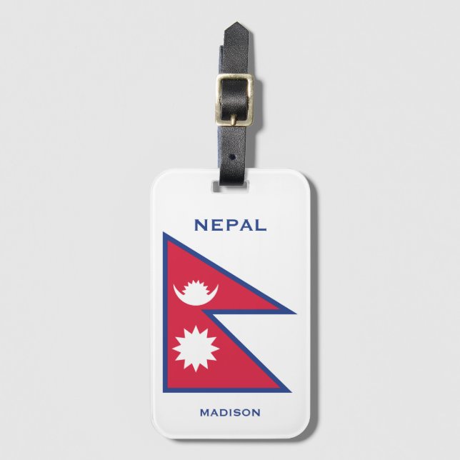 Individuelle Name- und Text-Nepal-Flagge Gepäckanhänger (Vorderseite Vertikal)