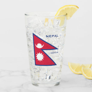 Individuelle Name- und Text-Nepal-Flagge Glas