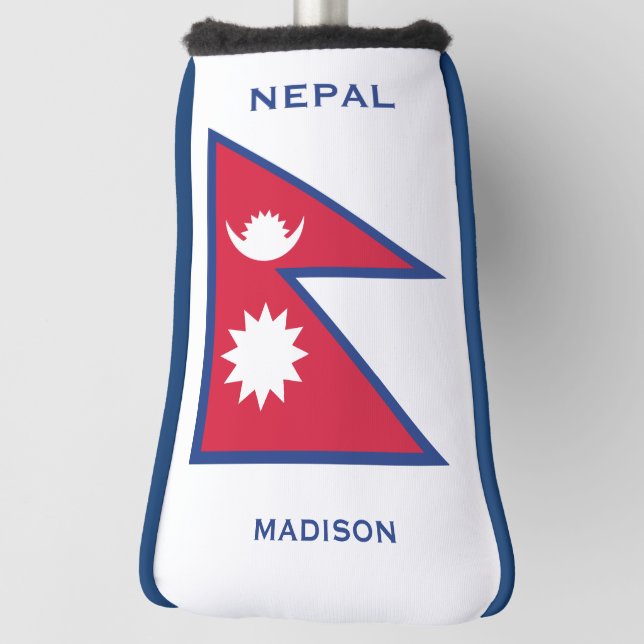 Individuelle Name- und Text-Nepal-Flagge Golf Headcover (Rotieren 90)