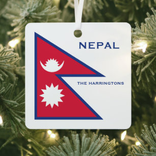 Individuelle Name- und Text-Nepal-Flagge Ornament Aus Metall