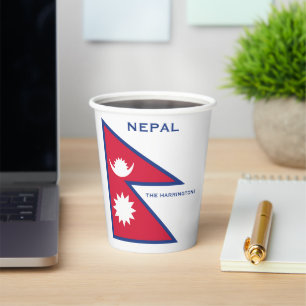 Individuelle Name- und Text-Nepal-Flagge Pappbecher