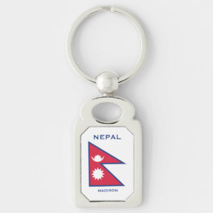 Individuelle Name- und Text-Nepal-Flagge Schlüsselanhänger