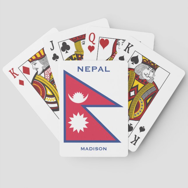 Individuelle Name- und Text-Nepal-Flagge Spielkarten (Rückseite)