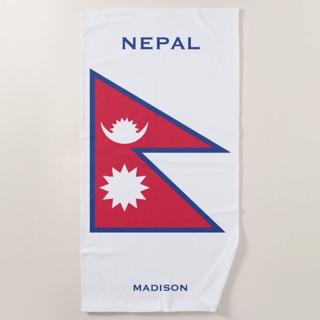 Individuelle Name- und Text-Nepal-Flagge Strandtuch (Vorderseite)