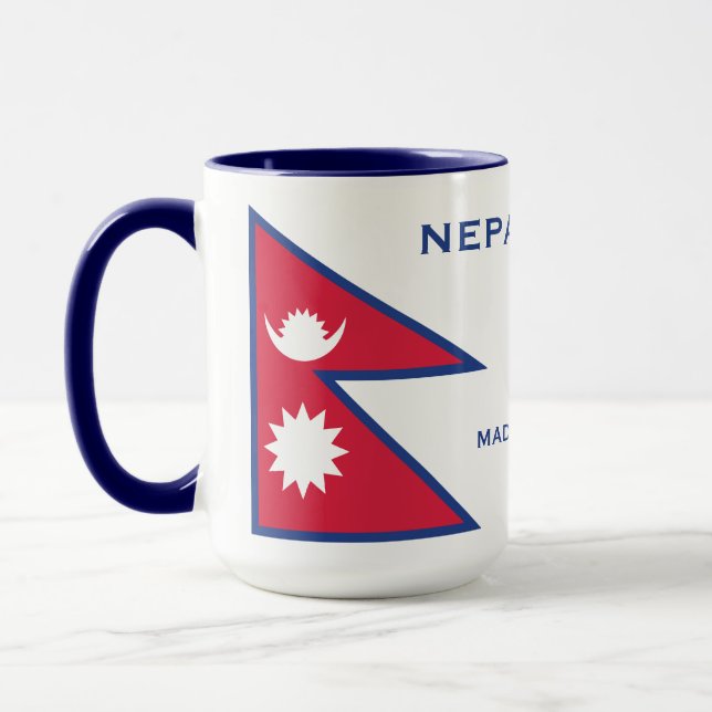 Individuelle Name- und Text-Nepal-Flagge Tasse (Links)