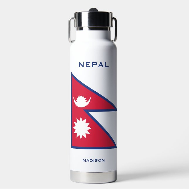 Individuelle Name- und Text-Nepal-Flagge Trinkflasche (Vorderseite)