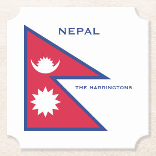 Individuelle Name- und Text-Nepal-Flagge Untersetzer