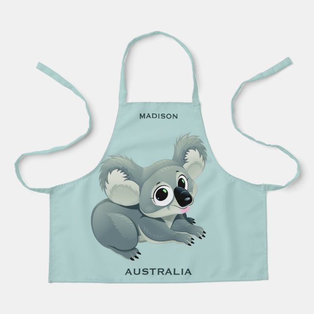 Individuelle Name und Text Niedlich Koala Schürze (Vorderseite)