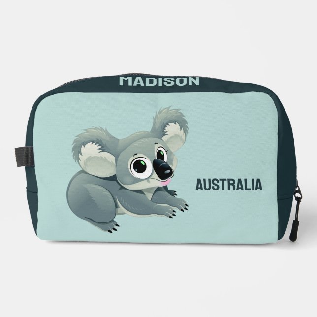 Individuelle Name und Text Niedlich Koala Waschbeutel (Vorderseite)