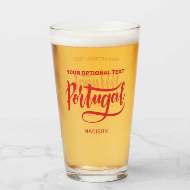 Individuelle Name und Text Portugal Glas (Rückseite (gefüllt))