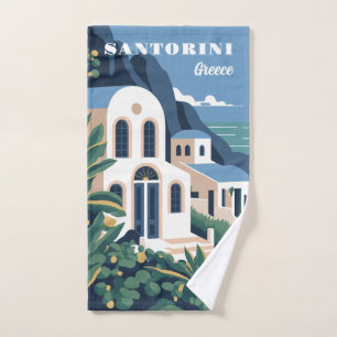 Individuelle Name und Text Santorini Griechenland Handtuch