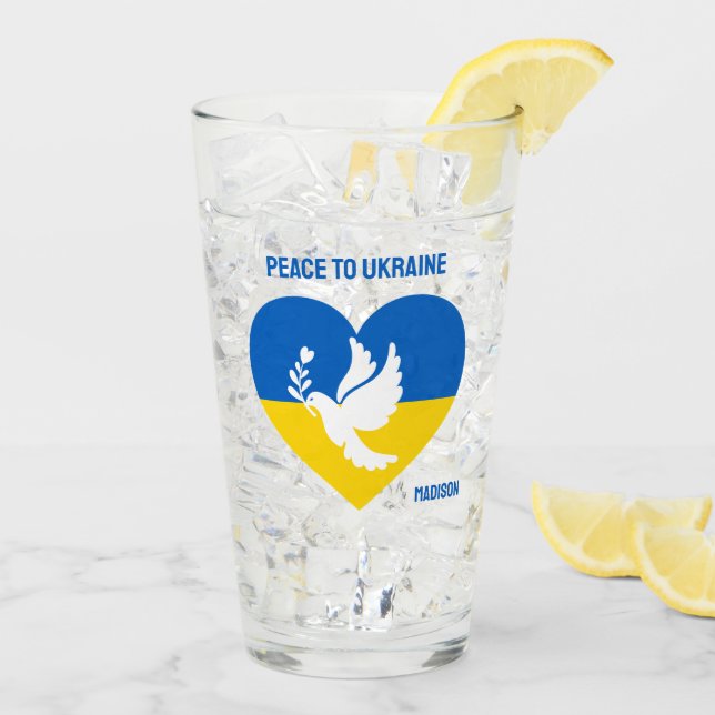 Individuelle Name und Text Ukraine Glas (Rückseite Ice)