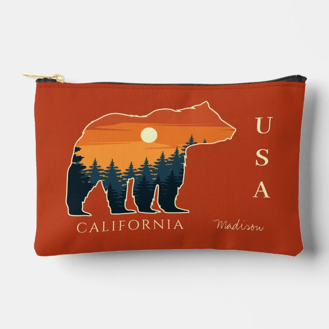 Individuelle Name- und Textbärenwald Zubehörtasche (Vorderseite)