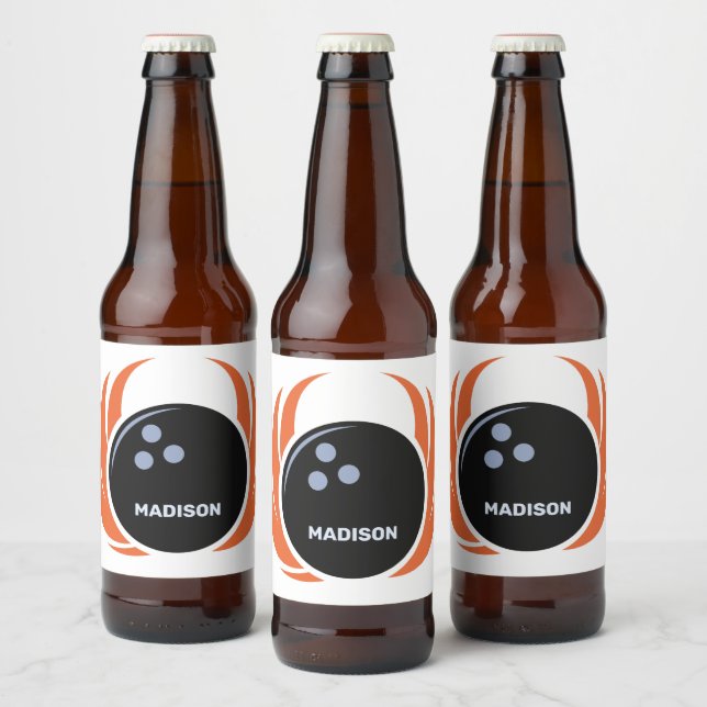 Individuelle Name- und Textbowling mit Flammen Bierflaschenetikett (Flaschen)