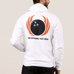 Individuelle Name- und Textbowling mit Flammen Hoodie