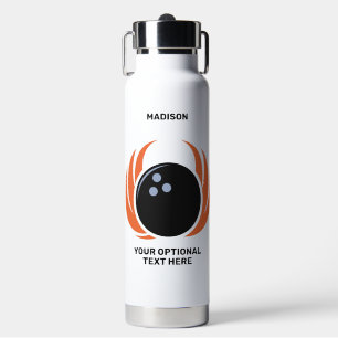 Individuelle Name- und Textbowling mit Flammen Trinkflasche