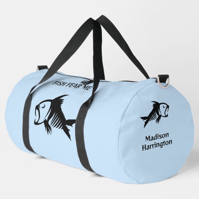 Individuelle Name- und Textfisch Duffle Bag (Linke Ecke)