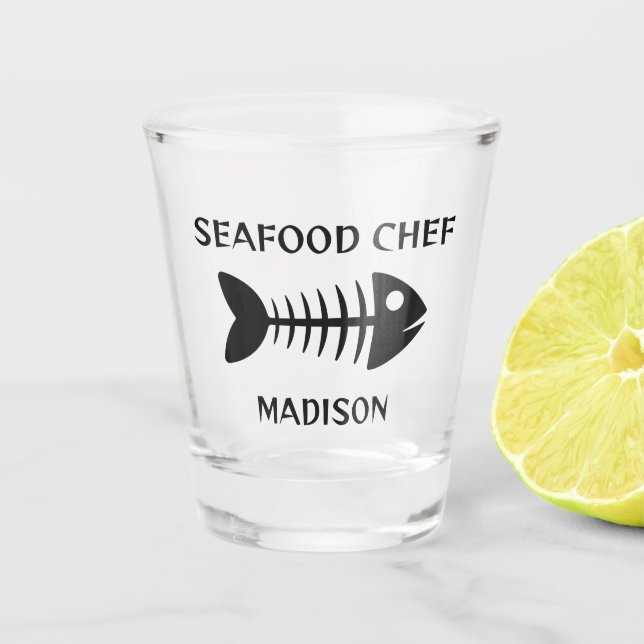 Individuelle Name- und Textfisch Schnapsglas (Vorderseite)