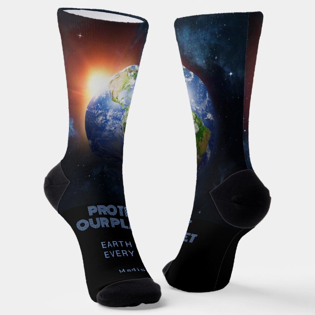 Individuelle Name und Textplanet Erde Socken (Gewinkelt)