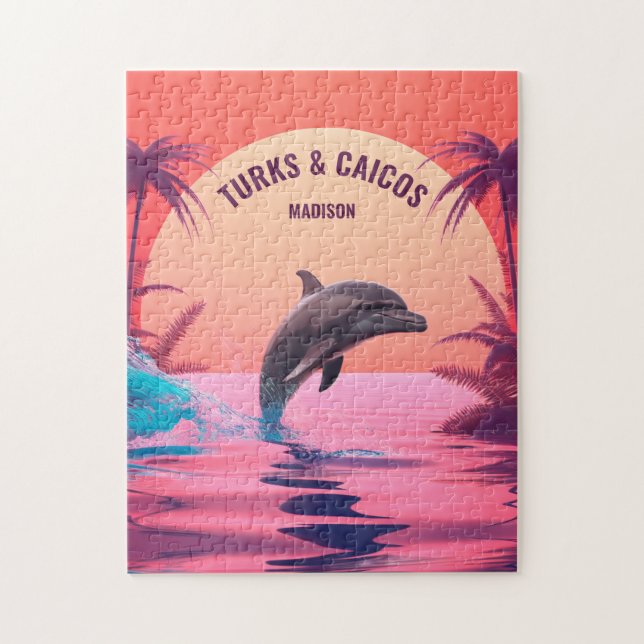 Individuelle Name- und Texttürken und Caicos-Dolph Puzzle (Vertikal)