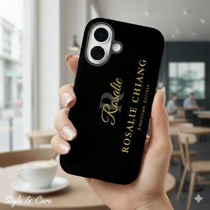 Individuelle Name und Titel mit Monogramm iPhone 16 Hülle