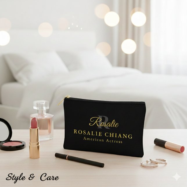 Individuelle Name und Titel mit Monogramm - Zubehörtasche (Custom Name & Title with Monogram - Accessory Pouch)