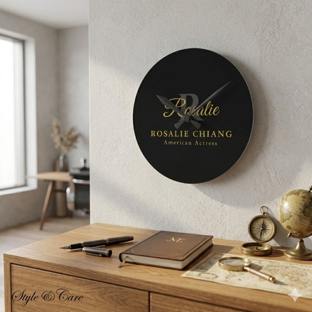 Individuelle Name- und Titeluhr mit Monogramm Runde Wanduhr (Custom Name & Title Round Clock with Monogram)