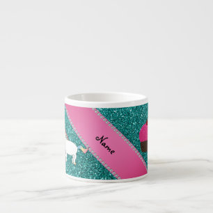 Individuelle Name unicorn cupcake türkis Glitzer Espressotasse