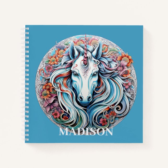 Individuelle Name Unicorn Notizbuch (Vorderseite)