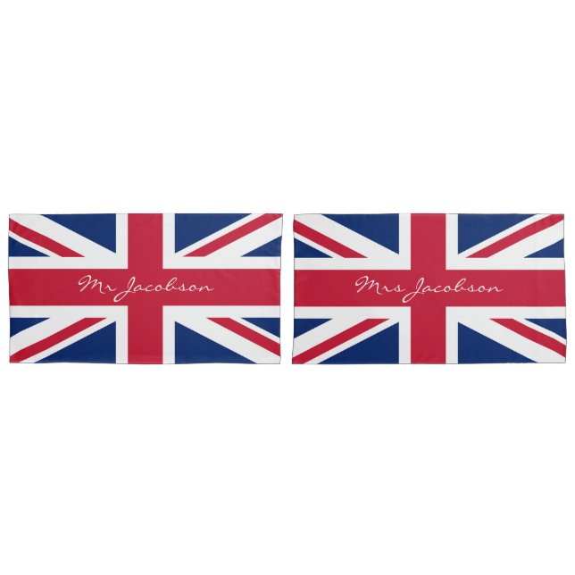 Individuelle Name Union Jack Patriotic Kissenbezug (Vorderseite-Set)