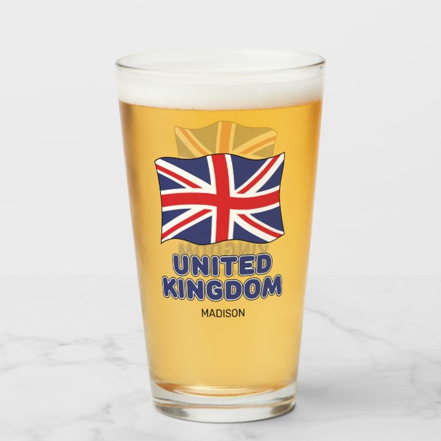 Individuelle Name United Kingdom Flag Glas (Rückseite (gefüllt))