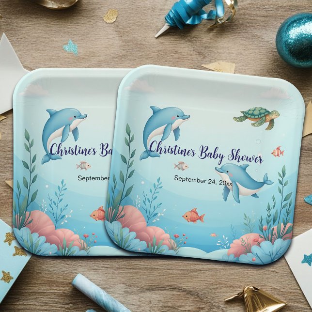 Individuelle Name unter der Sea Baby Dusche Pappteller (Von Creator hochgeladen)