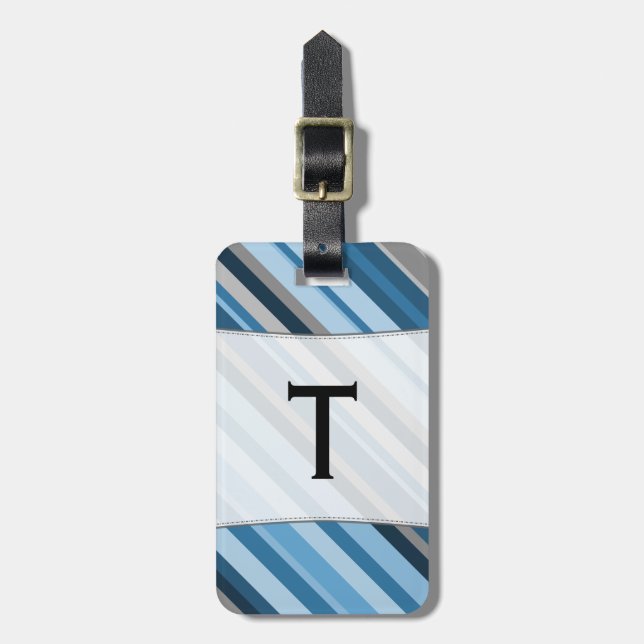 Individuelle Name Ursprüngliche + Blaue und graue  Gepäckanhänger (Vorderseite vertikal)
