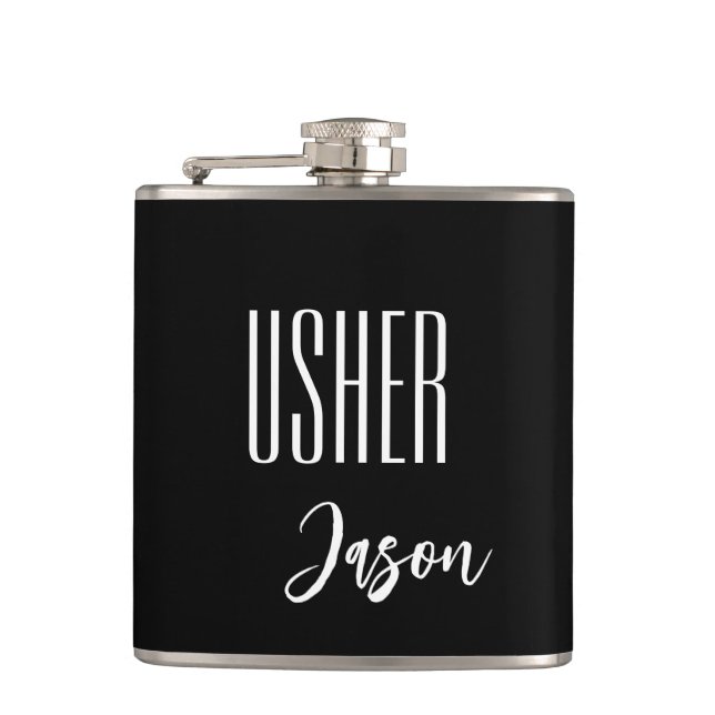 Individuelle Name Usher Flask Flachmann (Vorderseite)