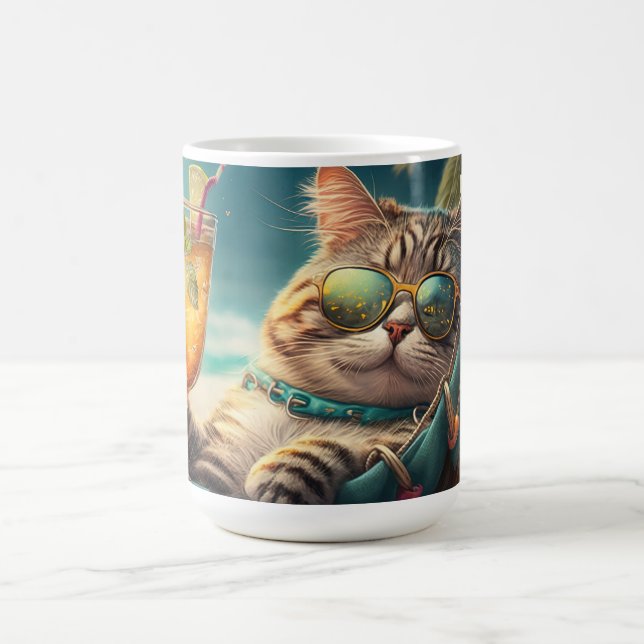 Individuelle Name Vacation Cat Kaffeetasse (Mittel)