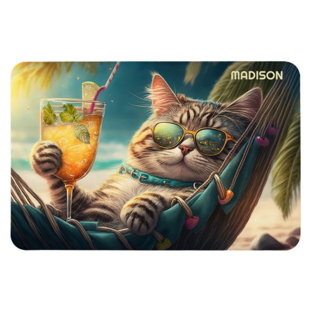 Individuelle Name Vacation Cat Magnet (Horizontal)