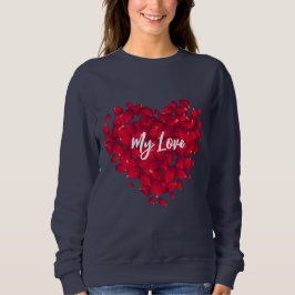 Individuelle Name Valentine Heart Shaped Rose Navy Sweatshirt