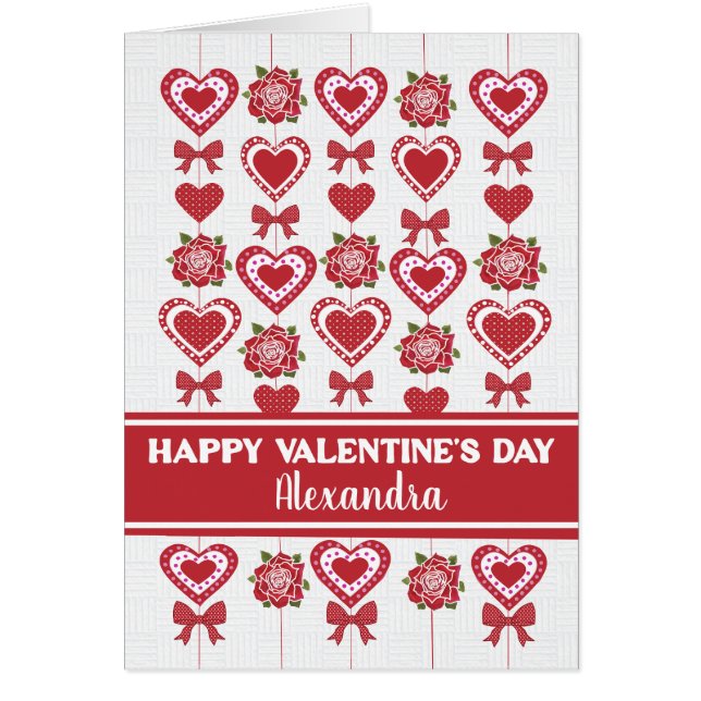 Individuelle Name Valentins Rote Rosen Herzklopfen (Vorne)