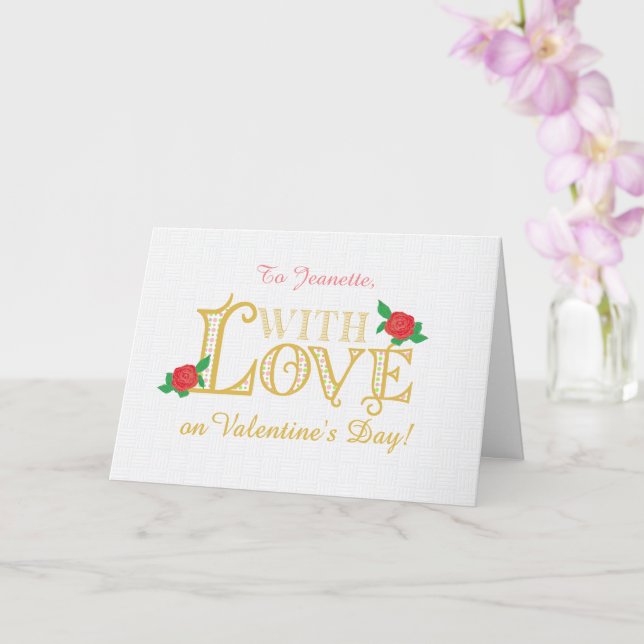 Individuelle Name-Valentinstag mit Rote Rosen-Kart Karte (Orchidee)