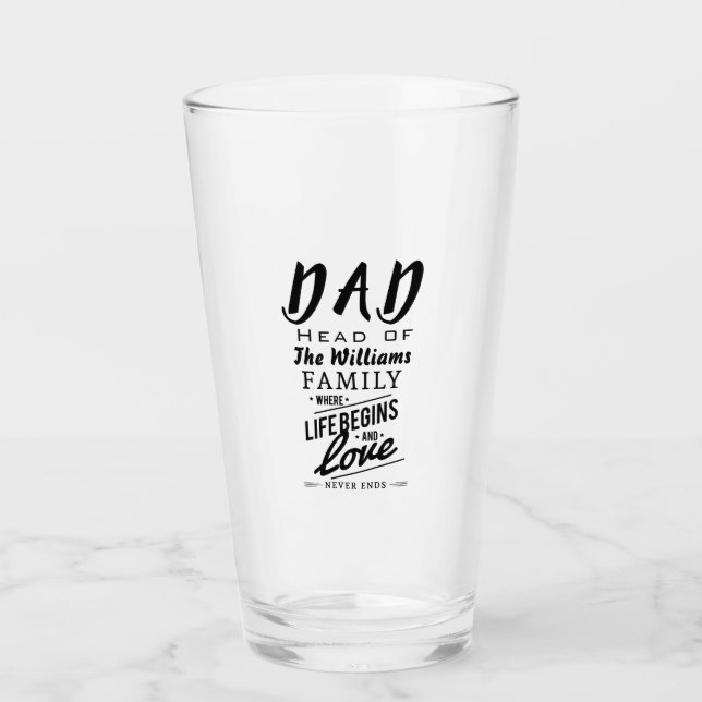 Individuelle Name Vater Leiter der Liebe Familie e Glas (Vorderseite)