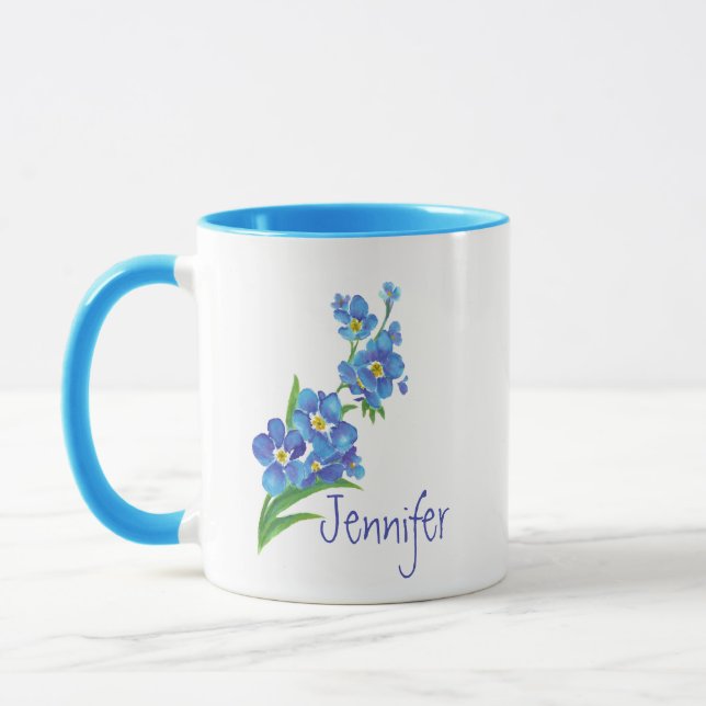 Individuelle Name Vergessen-ich-nicht-Garten Blume Tasse (Links)