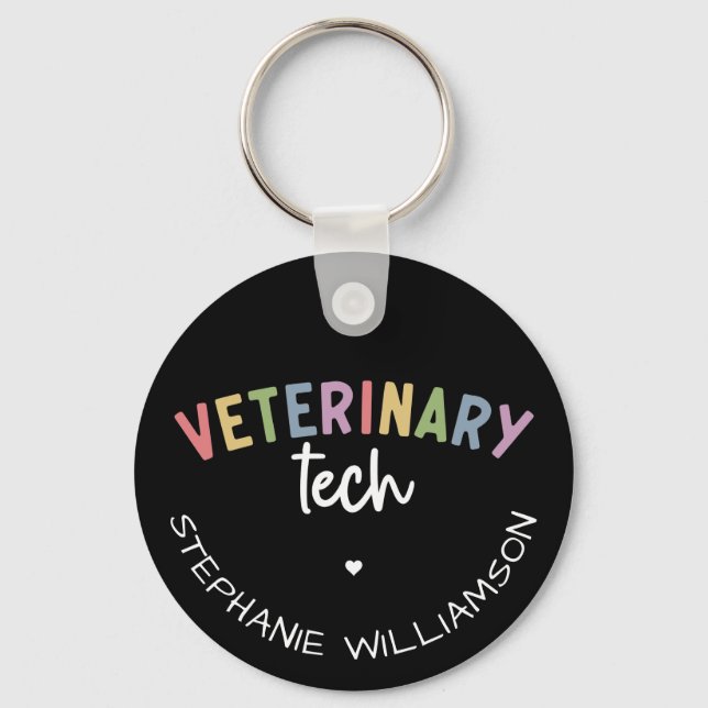 Individuelle Name Veterinary Tech | Tierarzt Schlüsselanhänger (Vorderseite)