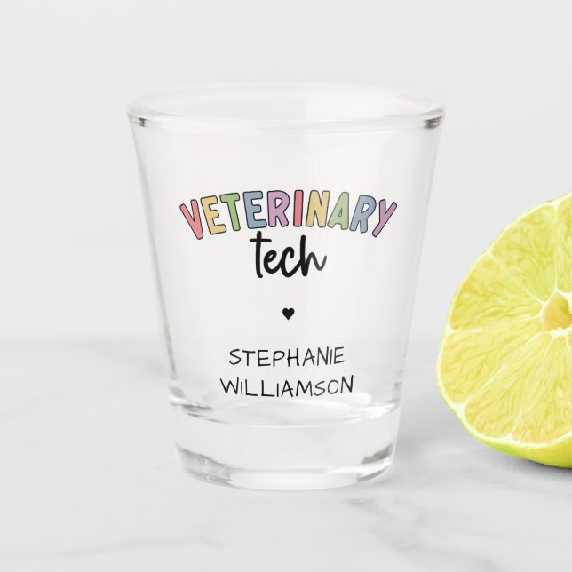 Individuelle Name Veterinary Tech | Tierarzt Schnapsglas (Vorderseite)