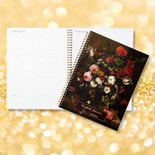 Individuelle Name Vintag Floral Art Gold Monogram Planer