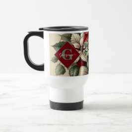 Individuelle Name Vintag Watercolor Poinsettia Bou Reisebecher