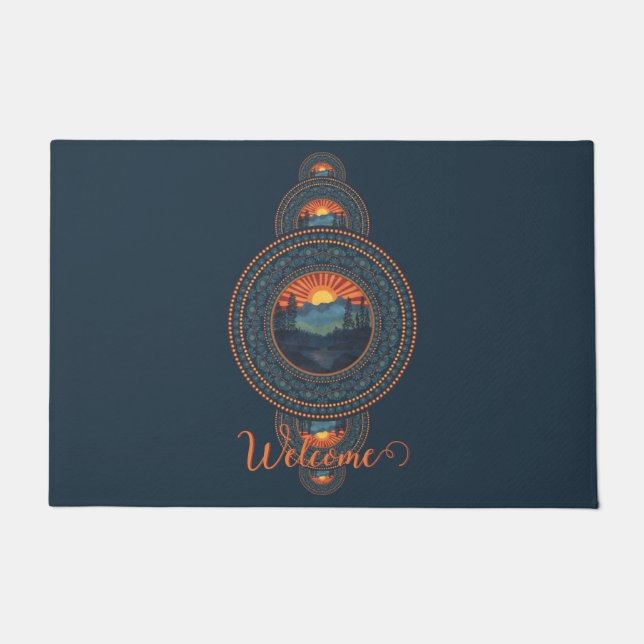 Individuelle Name Vintag Wilderness Ornamental Man Fußmatte (Vorderseite)