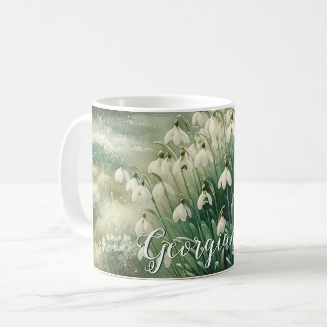 Individuelle Name Vintage Wasserfarben Kaffeetasse (Vorderseite Links)