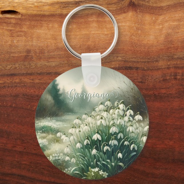 Individuelle Name Vintage Wasserfarben Schlüsselanhänger (Vorderseite)