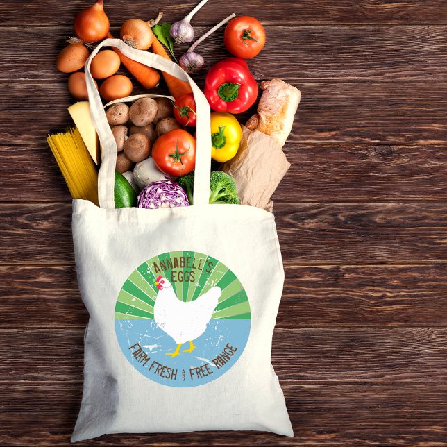 Individuelle Name Vintages Zeichen Look Frische Ei Tragetasche (Von Creator hochgeladen)